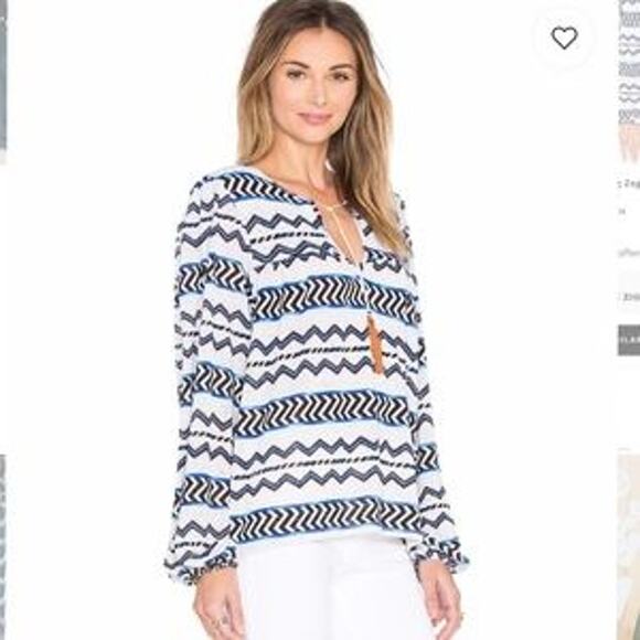 Misa Los Angeles Althea Blue Zig Zag Top - Size XS - Picture 2 of 10